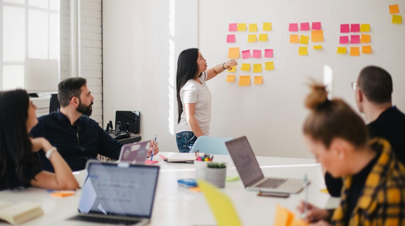 A pharmaceutical commercial team in a collaborative working session